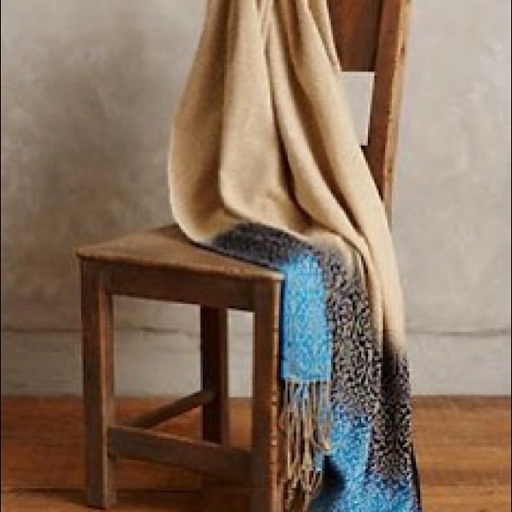 Anthropologie Blue Ombré Jacquard Throw